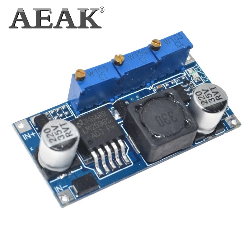 Светодиодный драйвер AEAK LM2596 1 шт. Регулируемый понижающий модуль электропитания