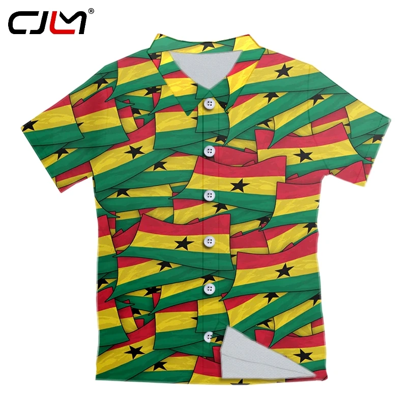 

CJLM 3D Print Fashion Flag Of Ghana Polyester Hawaiian Shirt Men 6xl Big Size Dropshipping Wholesale Customize Beach vacation