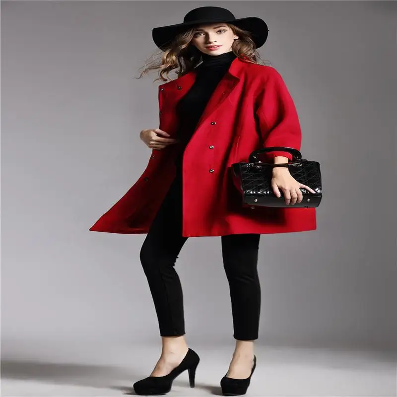 

shot cross Real border European and American new women's clothing autumn and winter loose large Cape woolen coat long woolen coa