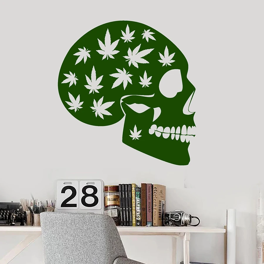 Пеньковая Наклейка на стену кленовый лист хиппи крутой череп комната подростка