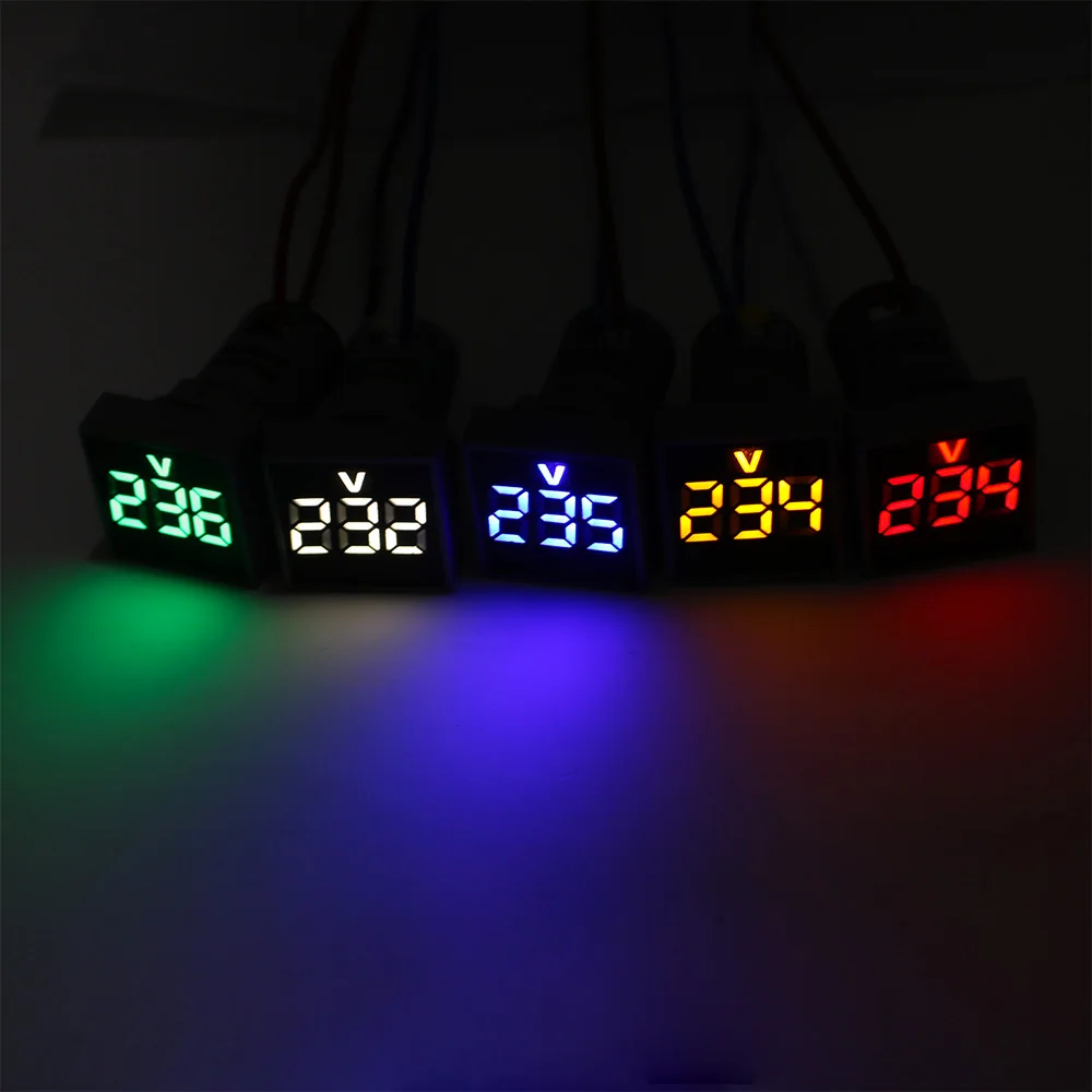 22MM LED Measuring Range 20V-500V AC Voltmeter voltage meter indicator pilot light Red Yellow Green white Blue digital | Инструменты