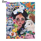 Ever Moment Алмазная картина для девочек, животные, кролик, собаки, овца, рыба, мозаика, квадратная Алмазная вышивка, вышивка крестиком, ручная работа, ASF1855