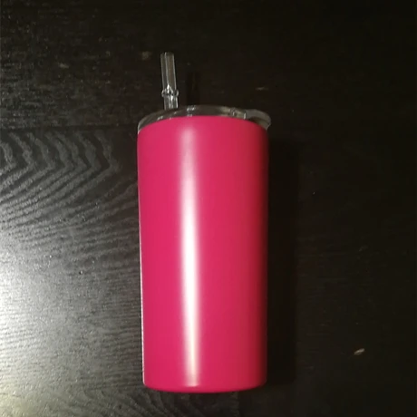 hot pink 12 унций 20 унций тощая кружка детский стаканчик из нержавеющей стали Двойная Стенка вакуумный изолированный прямой чашка миниатюрная пивная бутылка стеклянная солома - Цвет: hot pink