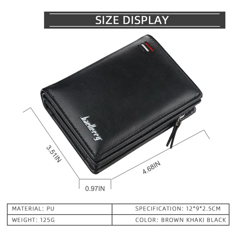 

Male New Short Wallets Fashion Card Holder Business Purse Multifunction PU Leather Wallet For Men Pocket Wallet With Zipper