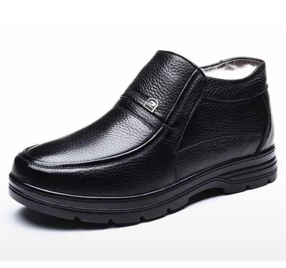 

Новинка 2021, зимние ботинки, качественные мужские ботинки из натуральной кожи, брендовые теплые Утепленные ботинки с шерстяной подкладкой, м...