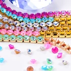 1 ярд новый неоновый стеклянные кристаллы, стразы цепочка закрыть коврик K9 стекло Золотая основа отделка для DIY одежды сумки украшения F0215