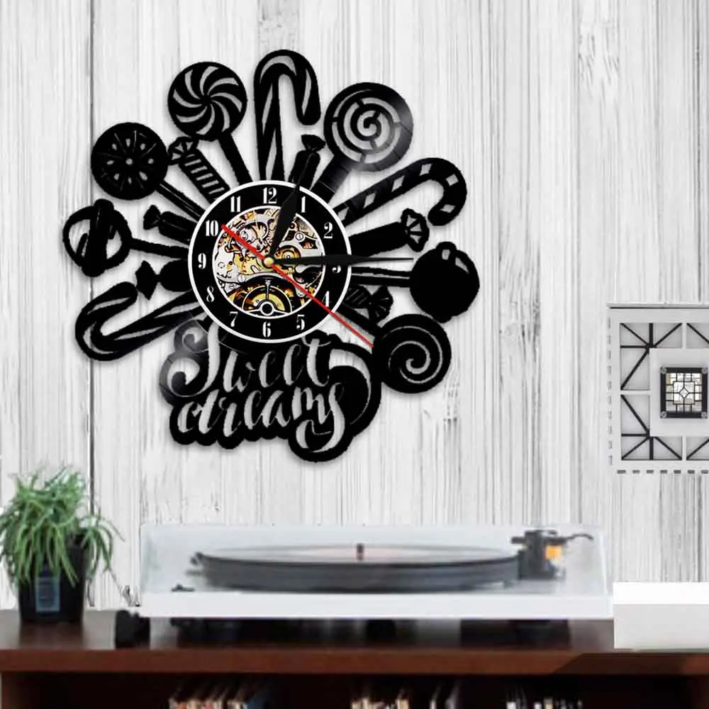 Часы настенные с виниловой пластиной в виде леденцов|modern home decor|3d digital3d digital clock |