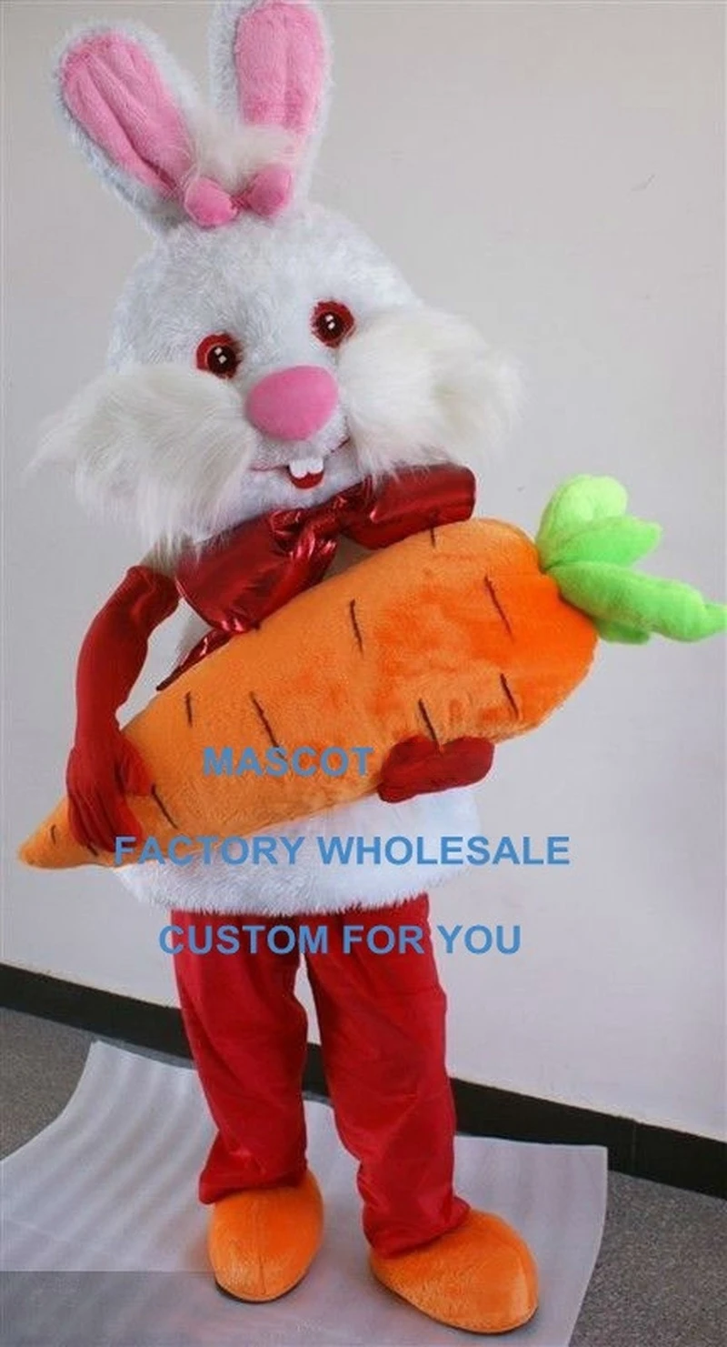 

New Easter Rabbit Mascot Costume With Carrot Cosplay Furry Suits Party Game Fursuit Cartoon Dress Outfits Carnival Halloween