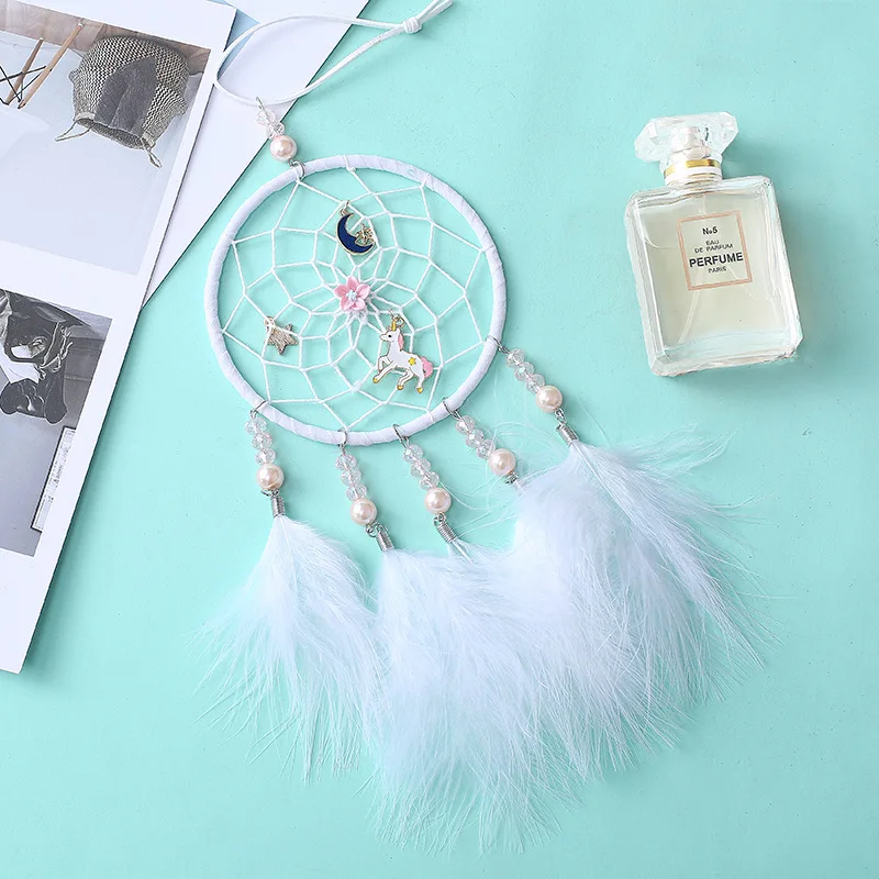 Девушка сердце Ловец снов Единорог ручной работы подвесное украшение ремесло