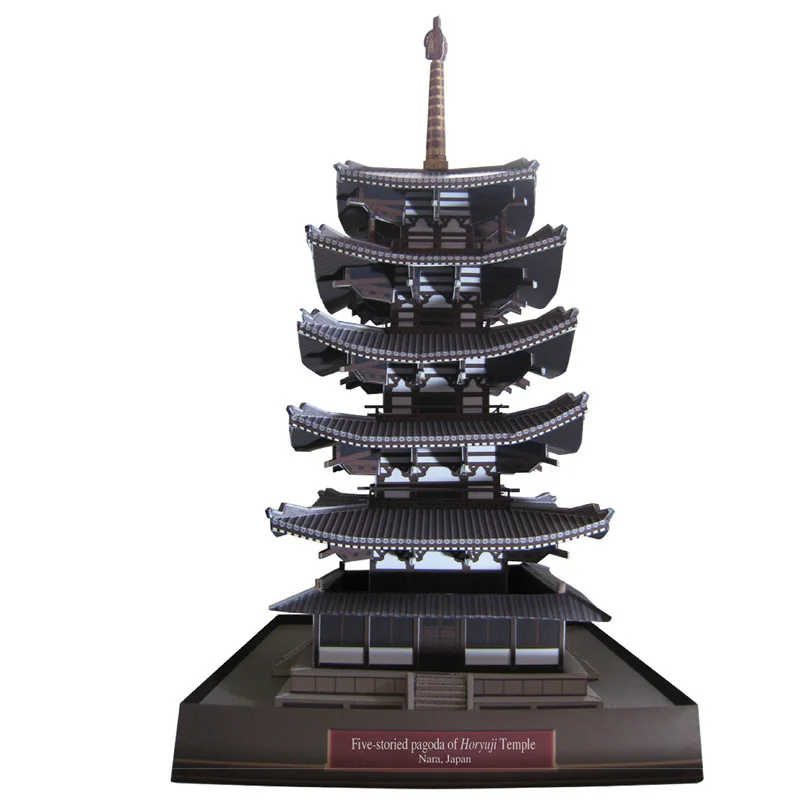 Япония Horyu-ji пятиэтажная пагода известное здание 3D бумажная модель ручное