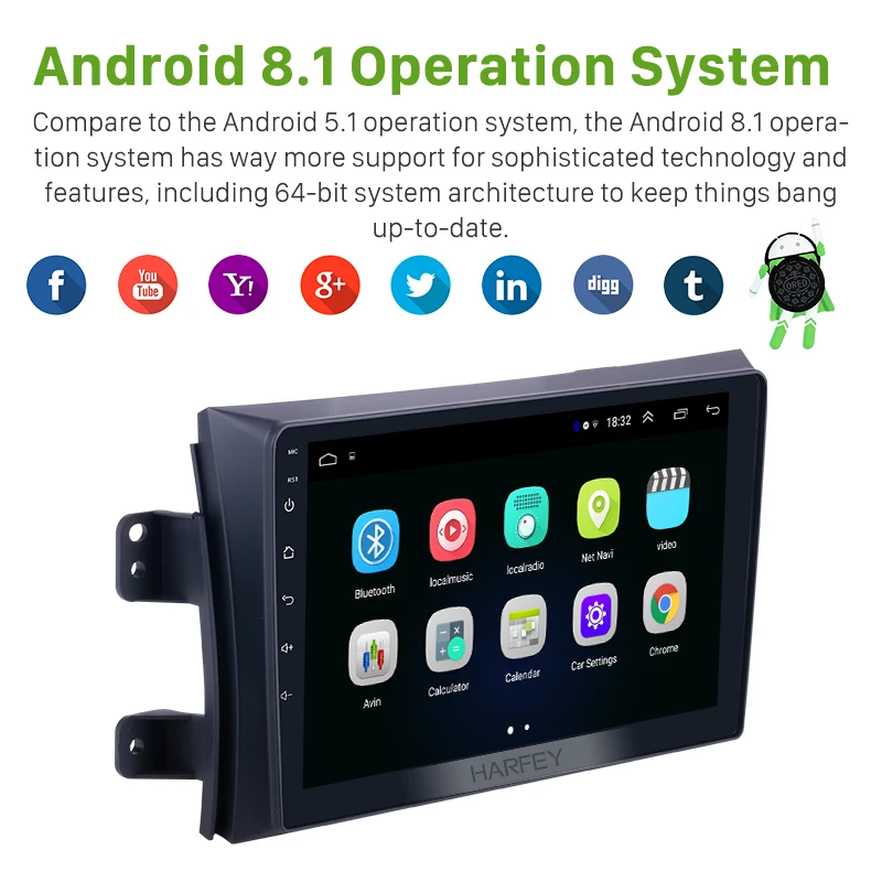 Автомагнитола Harfey HD 9 &quotNavi 2Din Android 8 1 GPS для Suzuki SX4 2006 2007 2008 2009 2012 мультимедийный