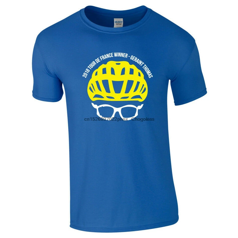 

GERAINT THOMAS 'G' TdF 2018 Winners Helmet & Shades Mens Cycling T-Shirt France