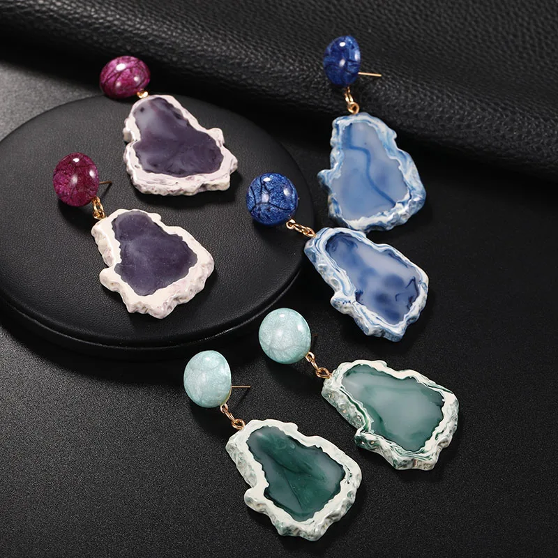 2019 разноцветные Bijoux шикарные каменные серьги в форме капли для женщин эффектные