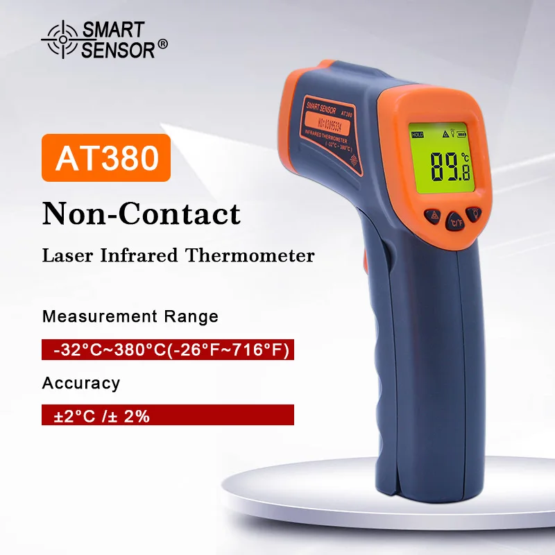 Бесконтактный лазерный инфракрасный термометр AT380 цифровой ИК лазерная точка