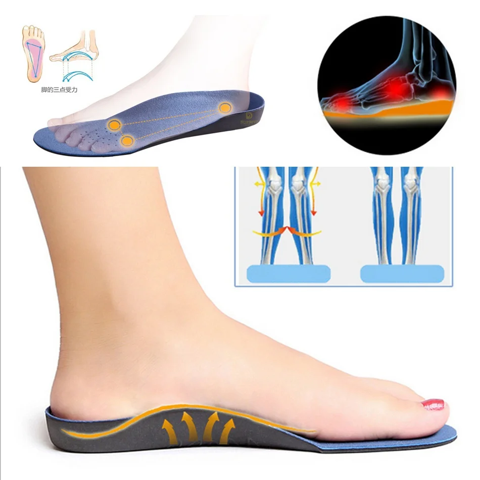 High Arch Supports shoes Insoles For Flatfoot Cubitus Varus Orthopedic Feet Cushion Pads Care size 35-46