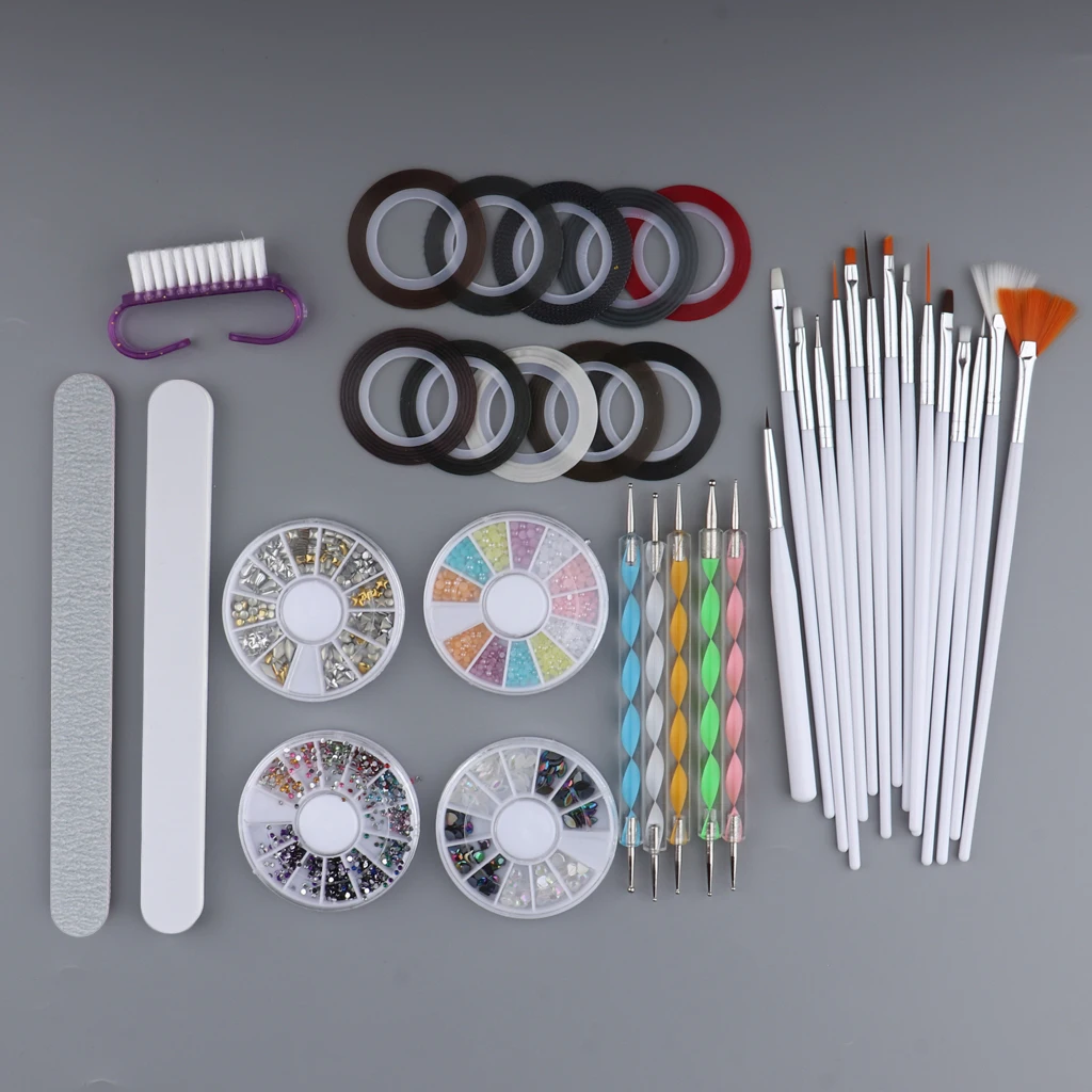 Набор инструментов для маникюра из 37 предметов кисточка лайнер нейл арта 15x + перо