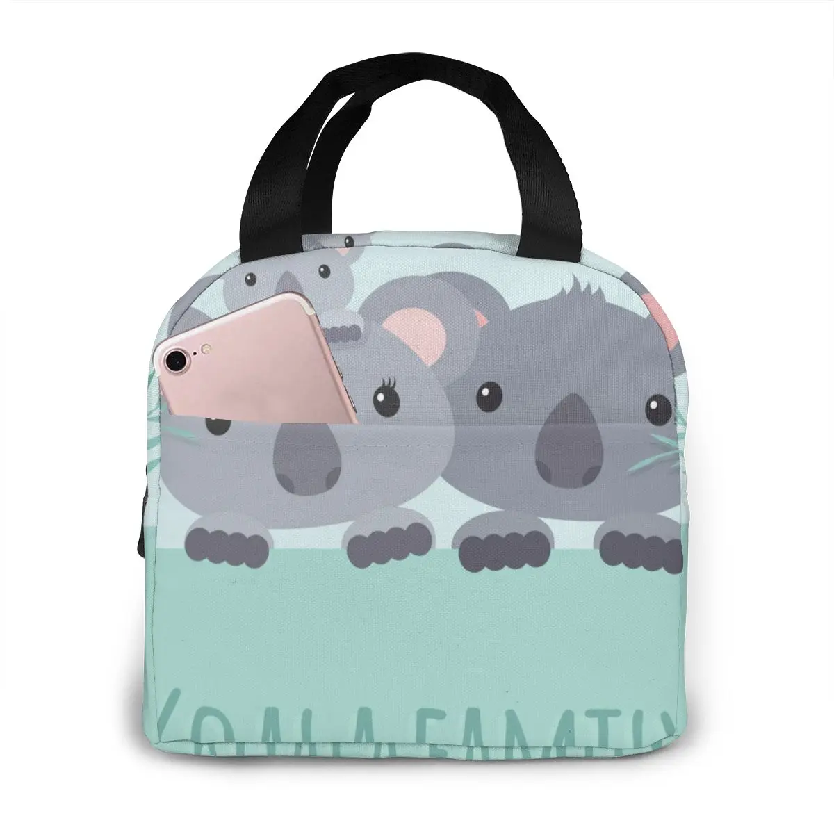 

Cute Koala Bears Family With Mom Dad And Baby Lunch Bag Portable Insulated Thermal Cooler Bento Tote Picnic Storage Bag Pouch