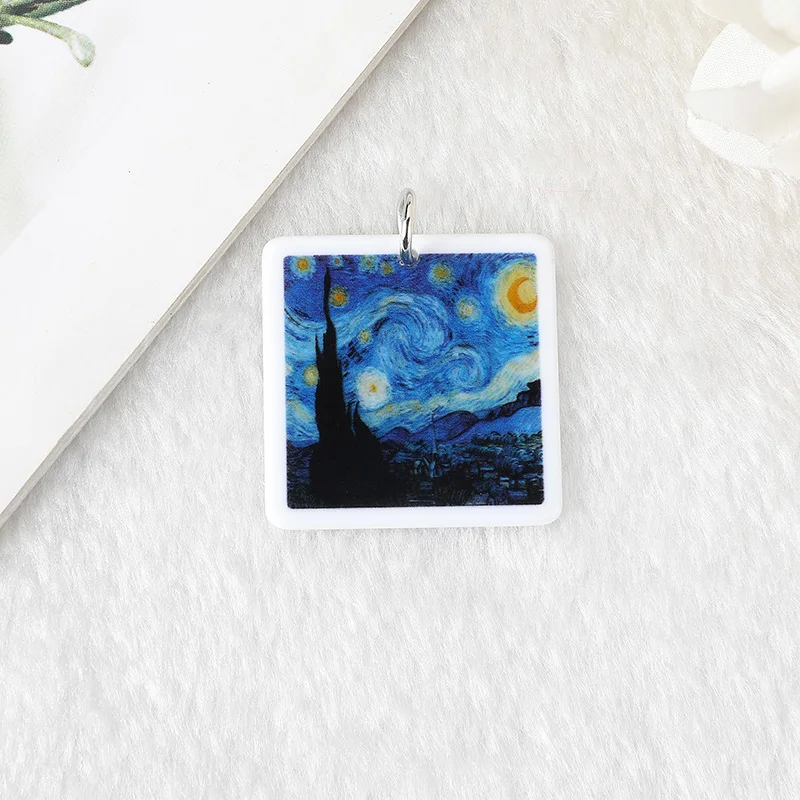8 шт. всемирно известный Картины Подвески Акриловые Ван Гог фотографии Звездная