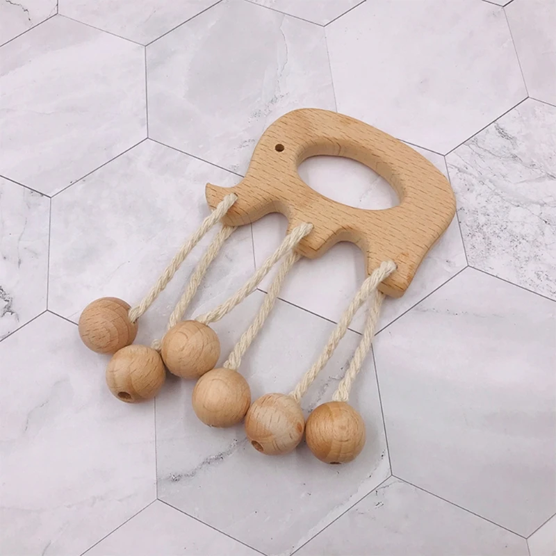 

H3CD Baby Bed Animal Haning Supplies Wood Decoration with Bell Inside Interactive Toy Infant Gift for Baby Brain Training