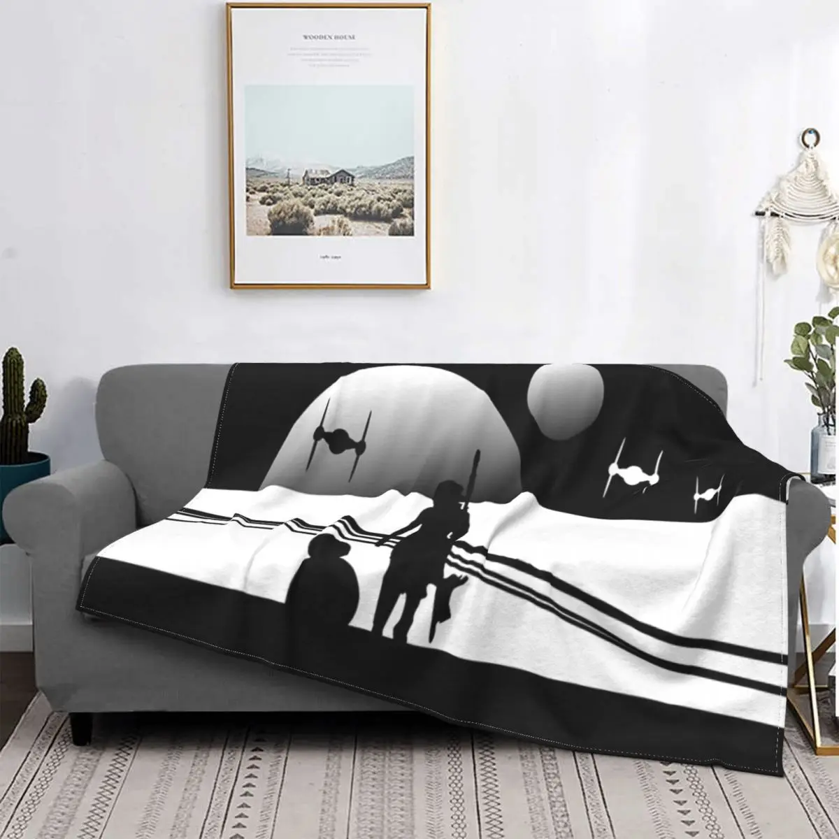 

Tatooine-Manta a cuadros para cama, cobertor de Anime, a cuadros