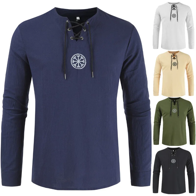 Средневековый Костюм Viking пирата белье топ футболка костюм в стиле Ренессанс