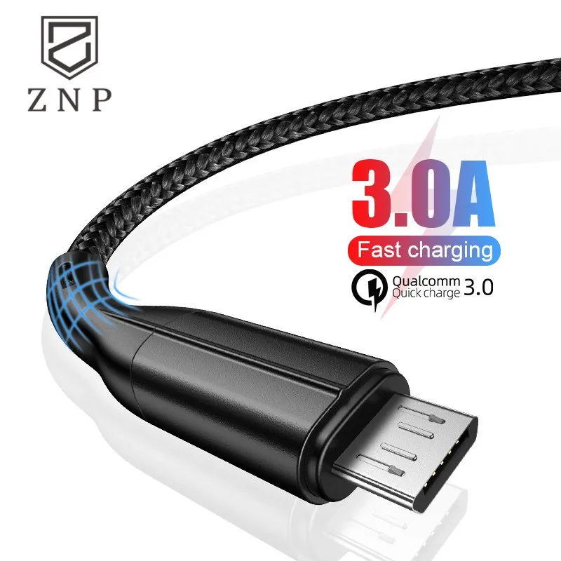 ZNP 3A USB Micro кабель для samsung S7 Xiaomi Redmi 5 6 Pro шнур для передачи данных Быстрая зарядка USB для Redmi Note 5 Android Micro usb кабель