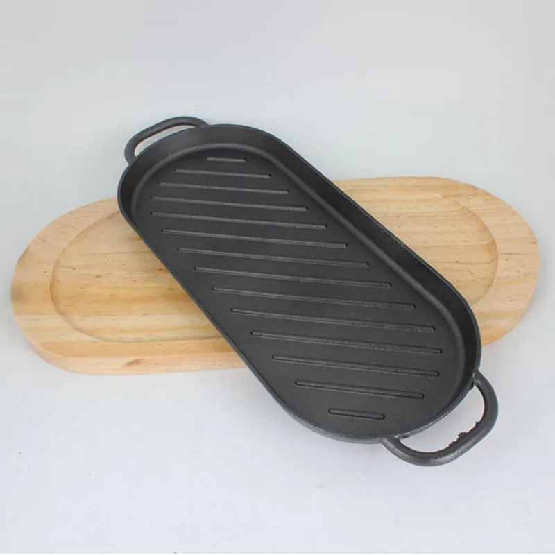 Японский прямоугольный домашний стейк чугунная жаропрочная тарелка говядина