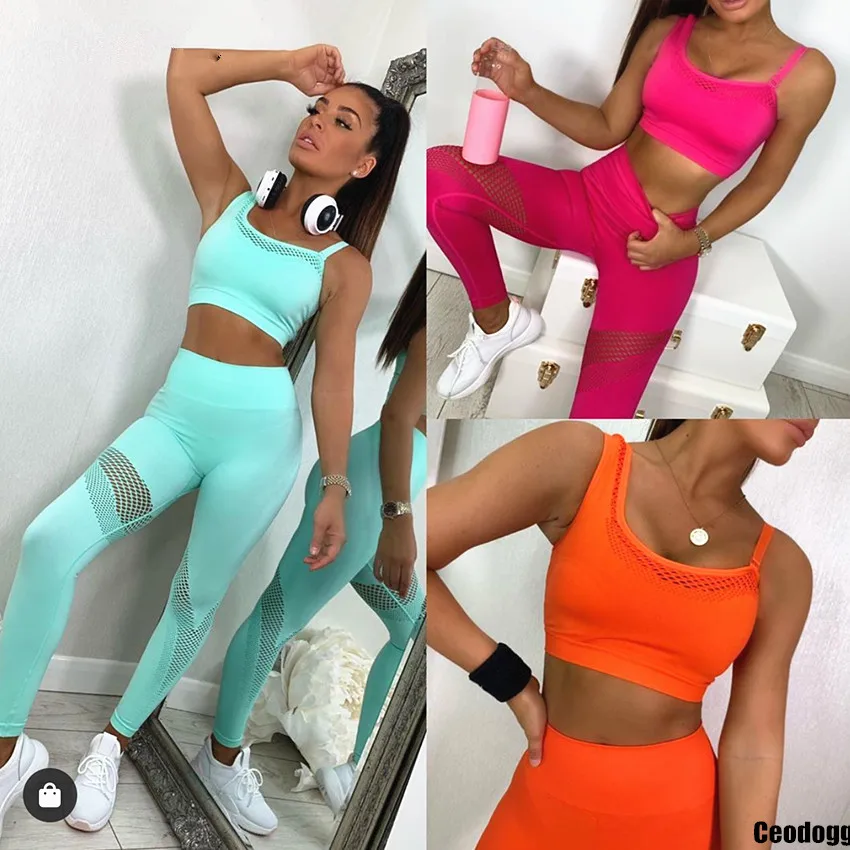 Женский бесшовный костюм для йоги из 2 предметов укороченный Топ с длинным