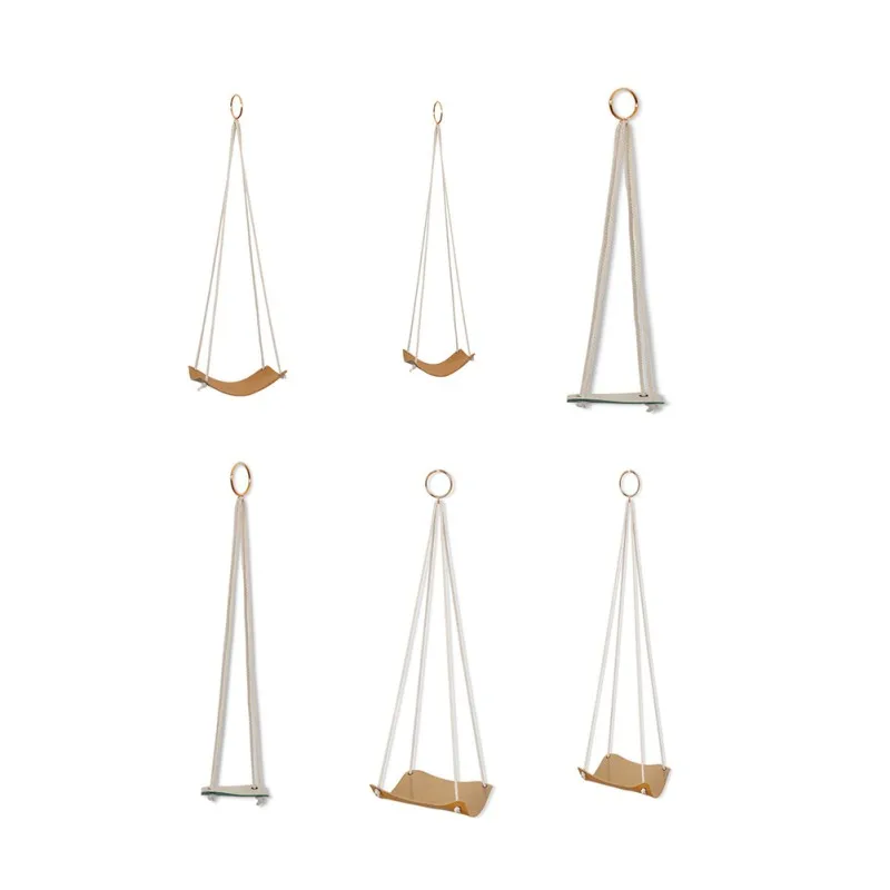 

Leather Plant Hanger Macrame Hanging Planter Shelf Decorative Flower Pot Holder Boho Home Decor for Indoor Small Plants