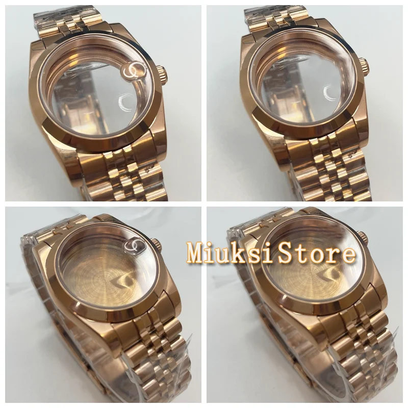 36mm/40mm Rose gold case sapphire glass strap fit NH35 NH36 ETA2836 Miyota 8205 8215 821A Mingzhu DG2813 3804 movement