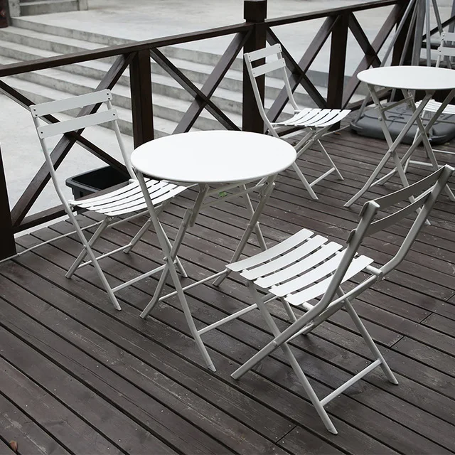

Outdoor Garden Coffee Leisure Simple Balcony Iron Folding Chair and Table Furniture