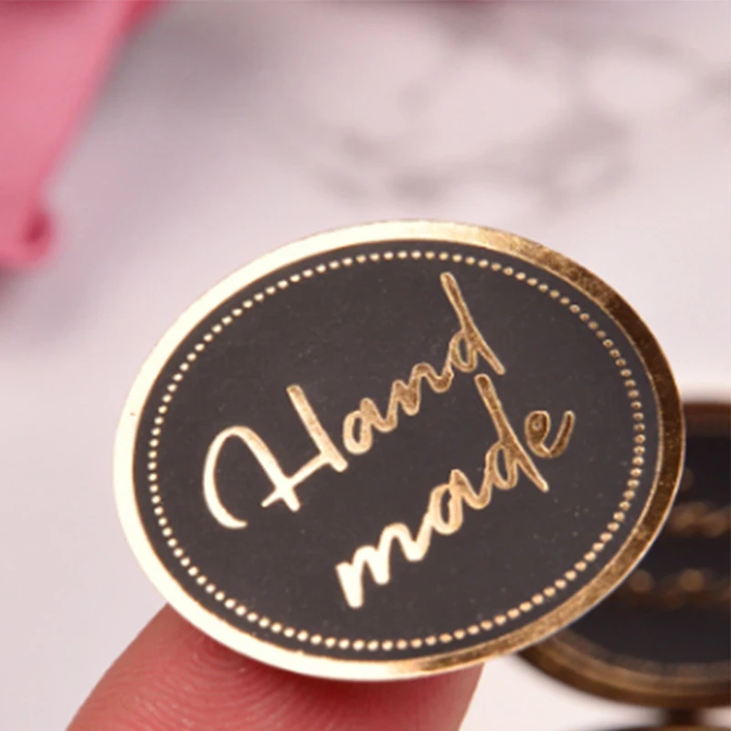 

80pcs Black Round Stamping Wedding Party Stationery Gift Baked Food Packaging DIY Handmade Adhesive Sticker
