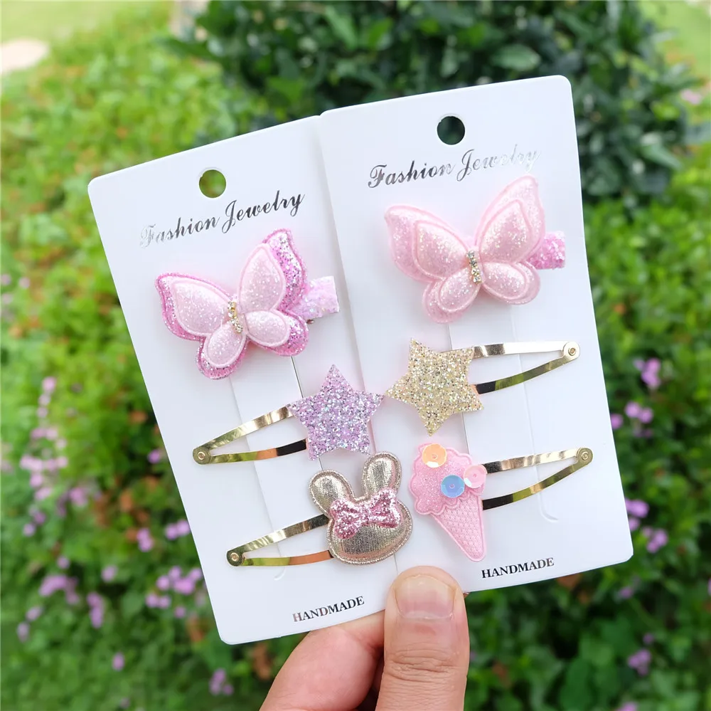 3 шт./компл. милые бабочки для девочек блестящая заколка волос с цветком kawaii