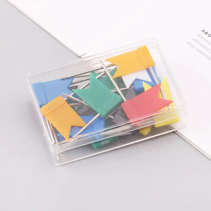 160Pcs Multi Color Flag shaped Push Drawing Pins Notice Cork Board Map Marker Thumbtack Office Supplies | Канцтовары для офиса и