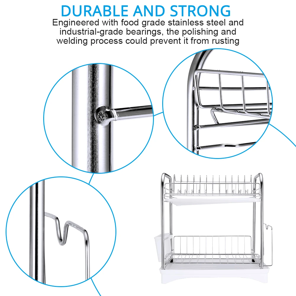 2 яруса сушилка для посуды Кухня Стиральная Держатель корзина с покрытием из