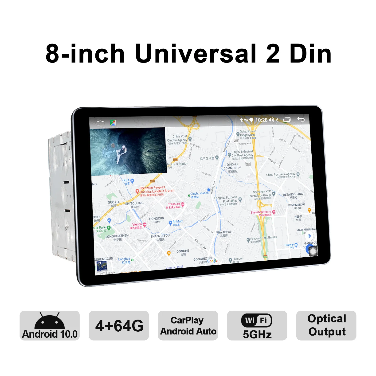 구매 8 인치 오토라디오 2Din 안드로이드 10 카 라디오 HD 1280*800 GPS 멀티미디어 플레이어 유니버설 헤드 유닛 무선 카플레이 핸들 4G, 오토라디오 Android 10 카플레이