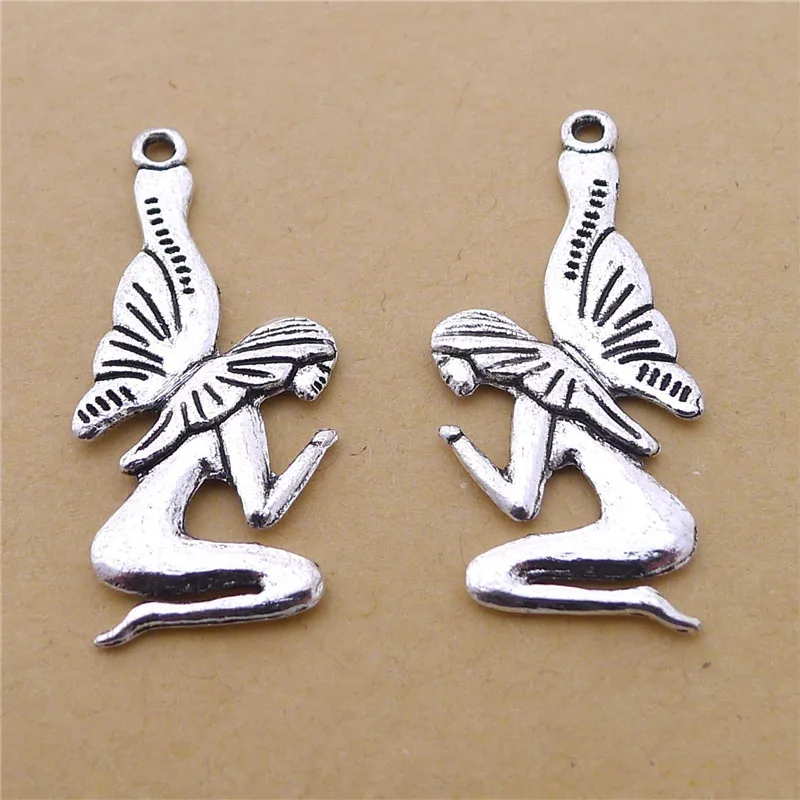 

80Pcs/lot Antique Silver Angel of Prayer Charms 35x16MM Pray Angle Charms for Jewelry Making