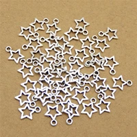 100pcs hollow five star charms bright silver color mini alloy stars pendant charm fashion earrings bracelets jewelry wholesale