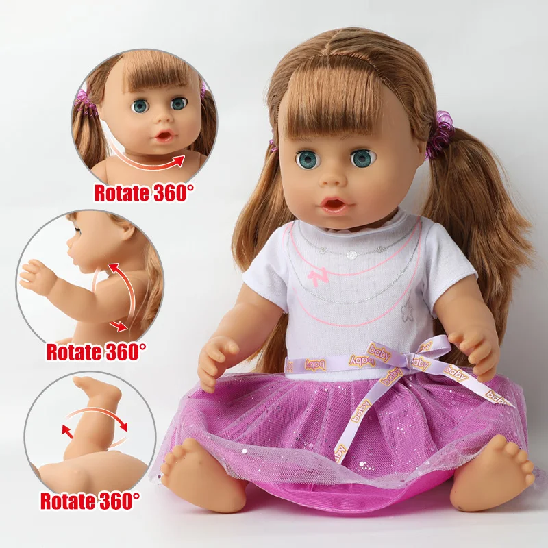 46 см Bebe reborn кукла для маленькой девочки Электрический галстук волос DIY игрушка 18