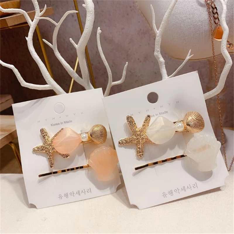 2/3Pcs/Set Ins Starfish Shell Hairpin Barrettes Headwear Hair Grip Girls Hair Clip Hair Accessories