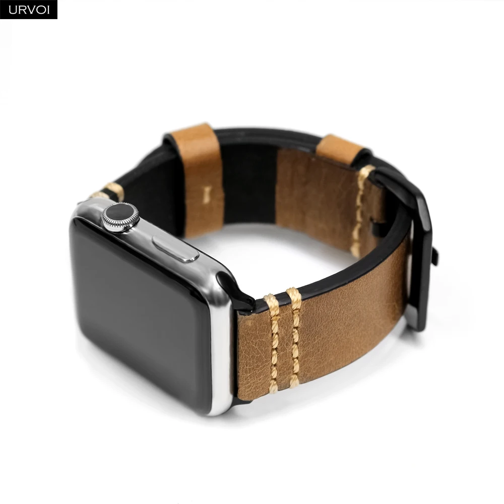 Ремешок URVOI для Apple Watch series 6 SE 5 4 3 2 1 матовый масляный кожаный браслет iWatch 40 44 мм V