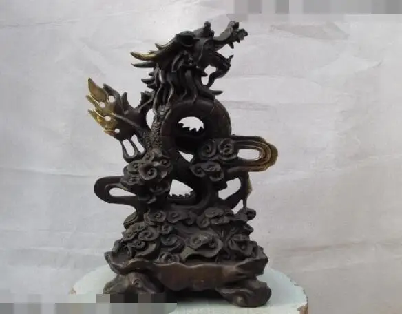 Китайская классическая красная бронзовая медная статуя фэн-шуй S02797 14 на удачу