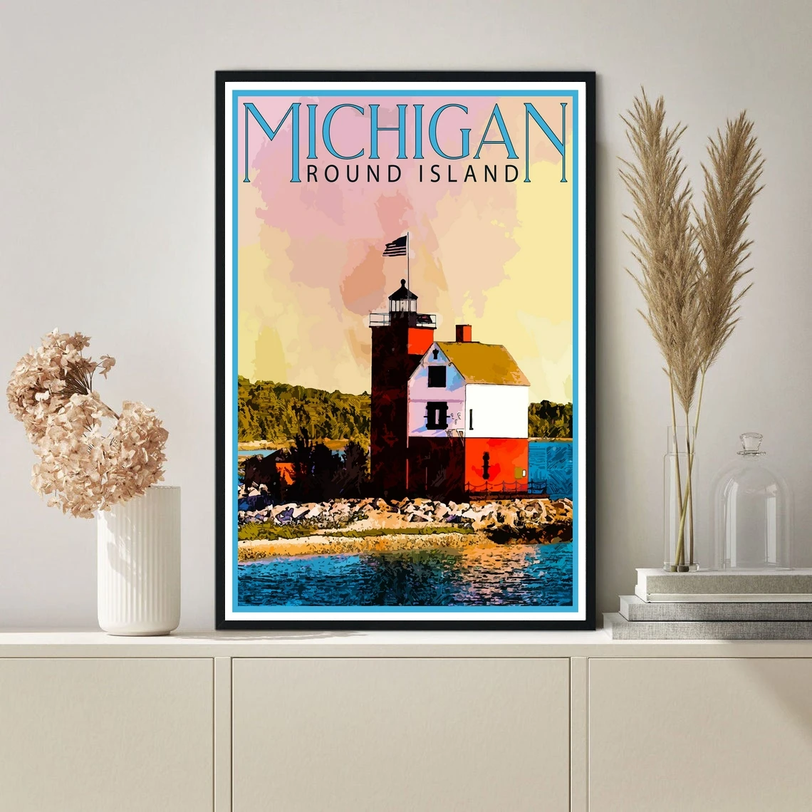 Постер для путешествий из Мичигана винтажный принт Декор маяк настенное