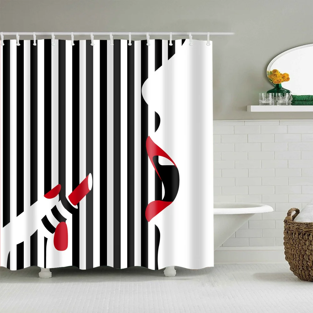

3D Sexy Red Lips Girl Creative Shower Curtain Bath Single Printing Polyester Fabric for Bathroom Gifts Decor Bathroom Curtain