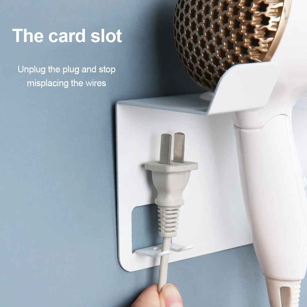 

Bathroom Hair Dryer Holder Blower Home Organizer Adhesive Wall Mounted Nail Free No Trace Stickers Hair Care Dryer Storage Rack