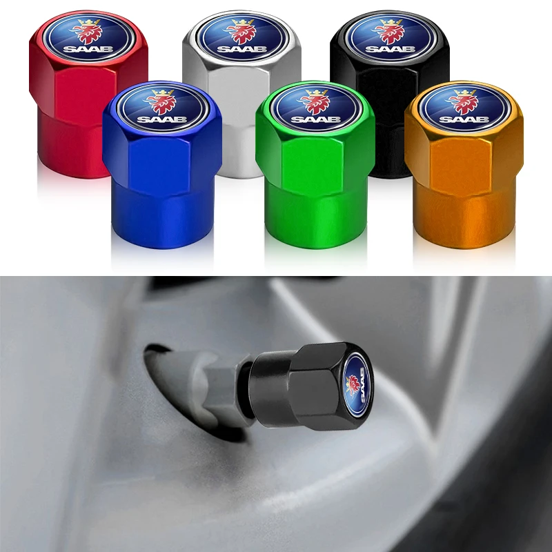 

4pcs Car Tire Wheel Valve Stem Caps Aluminum Accessories for Saab YS3F YS3G YS3E 9-4x 9-5 9000 9-7x 900 Estate 90 99 9-2x 9-3