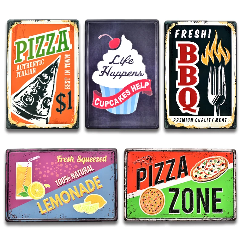 Винтажная 3D рельефная металлическая вывеска для барбекю в стиле ретро с