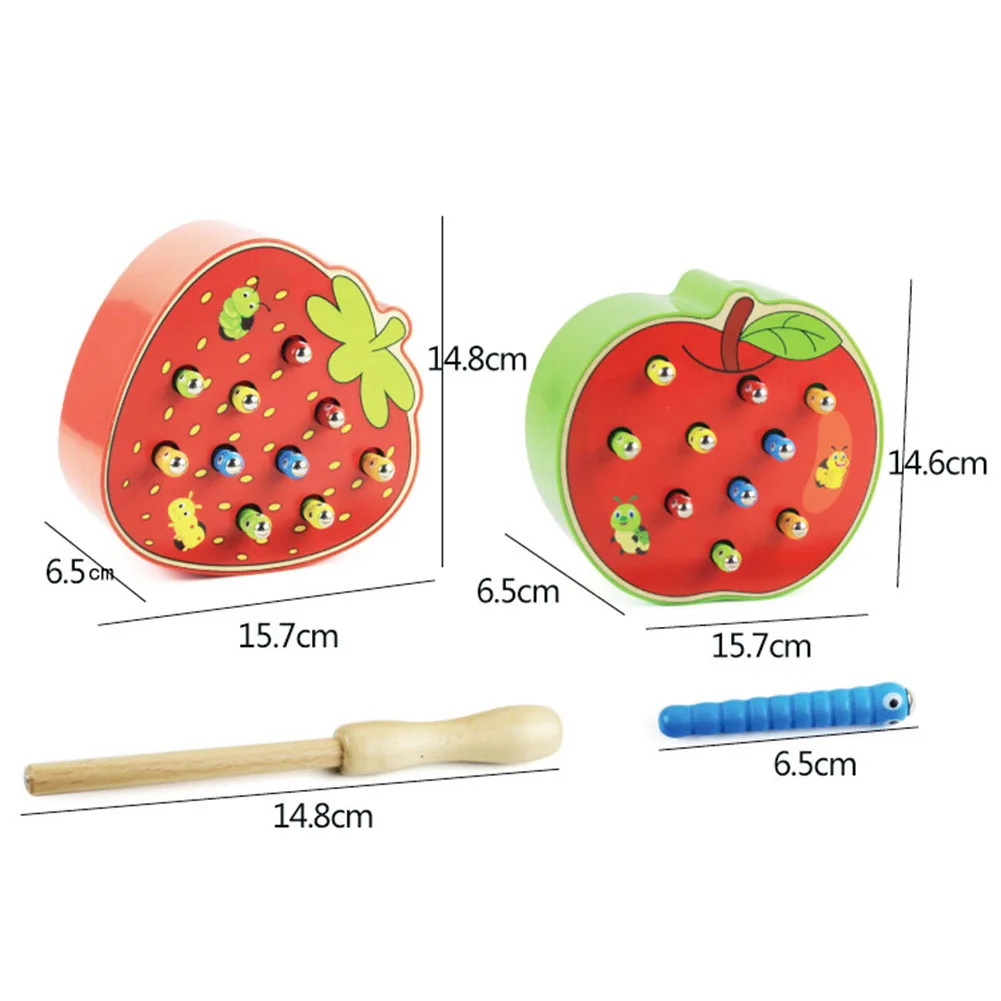 

Funny Fruit Shape Wooden Magnetic Catch Worms Game Interactive Kids Toy Gift Early Childhood Educational Toys