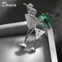 donia jewelry fashion wine glass brooch two color copper micro inlaid aaa zircon brooch versatile coat brooch scarf pin