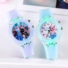 Disney Frozen Watch Cartoon Princess Pattern Childrens Toys Fashion Leather Quartz Wristwatch Girls Christmas Gifts for Kids